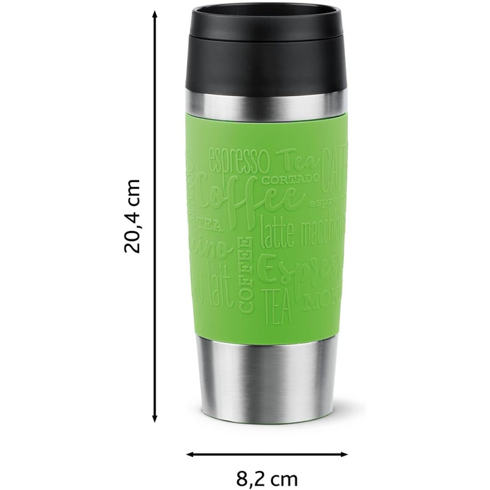 Термокружка Emsa N20202 Travel Mug Classic, 0.36 л, нержавіюча сталь, 4 години гаряче, 8 годин холодне, герметична, для подорожей