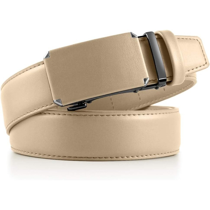 Чоловічий шкіряний ремінь DOOPAI 115 см, регульований розмір, бежевий колір
