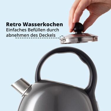 Електричний чайник KHG WK-1711 Retro, зелений, 1.7 л, нержавіюча сталь, з фільтром від накипу, індикатором рівня води, захистом від сухого кипіння та автоматичним вимкненням, прихований нагрівальний елемент, BPA-free, 2200 Вт