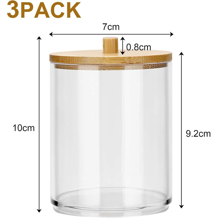 Контейнер для ватних паличок та дисків Miiepls, прозорий акриловий органайзер для косметики, 3 шт.