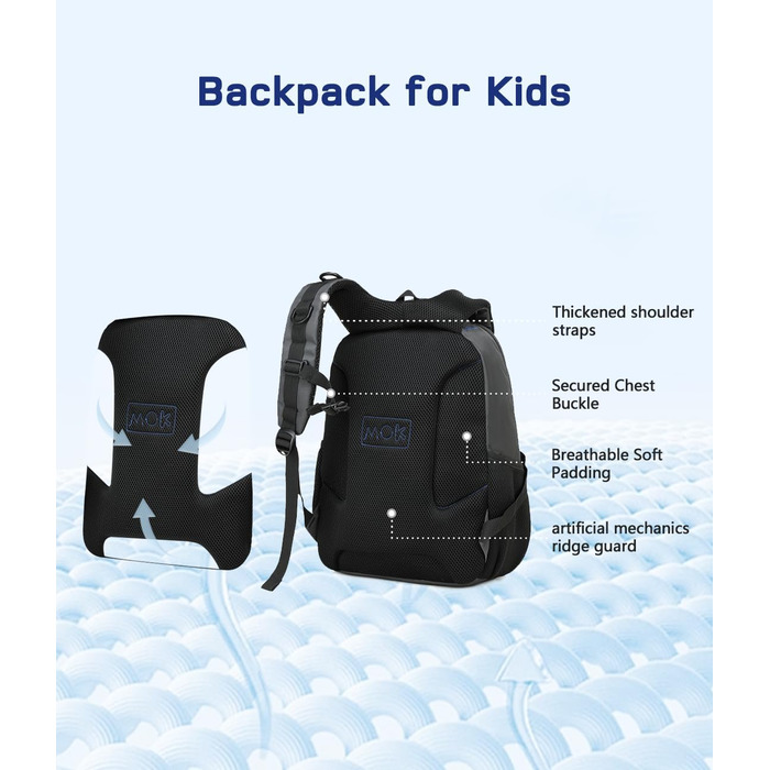 Дитячий рюкзак Cusangel для дівчаток та хлопчиків, ергономічний, регульований, водостійкий, з нагрудним ременем (футбольний, чорний)