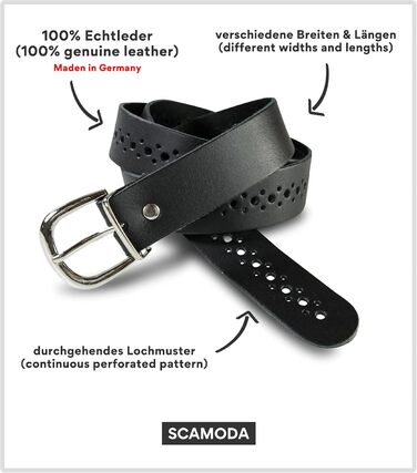 Чоловічий шкіряний ремінь Damengürtel з перфорацією, срібна пряжка, ширина 3 см, білий, виготовлено в Німеччині