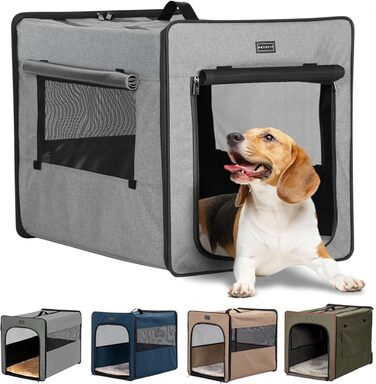 Транспортна переноска для собак Petsfit, сірого кольору, M 61x46x53.5 см. Зручна переноска для собак середніх порід, підходить для подорожей.