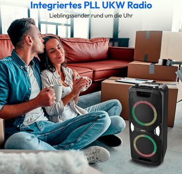 MEDION PE-1 Pure Partybox: портативна Bluetooth колонка з мікрофоном, світлові ефекти, караоке, AUX, USB, радіо, 250 Вт (25 Вт RMS)