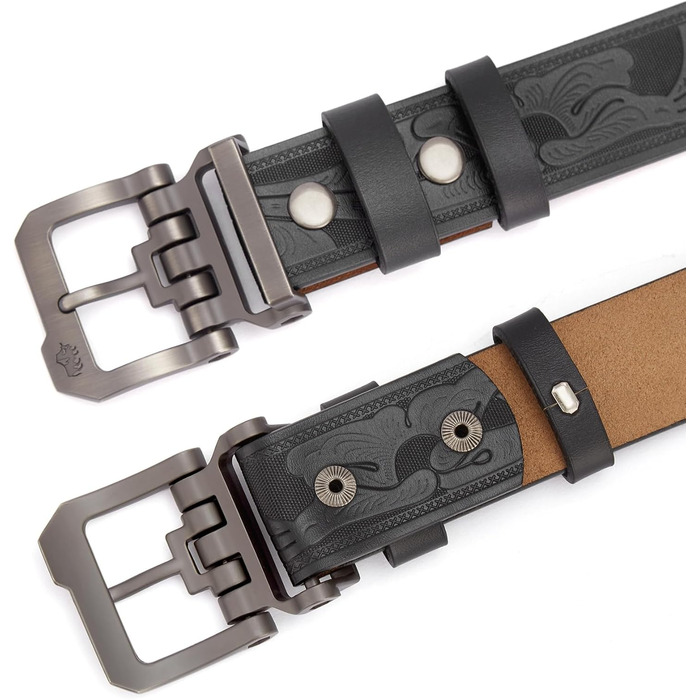 Шкіряний ремінь BISON DENIM для чоловіків, класичний пояс для джинсів та бізнес-одягу, ширина 38 мм, довжина 130 см (на талію 109-114 см), у подарунковій коробці