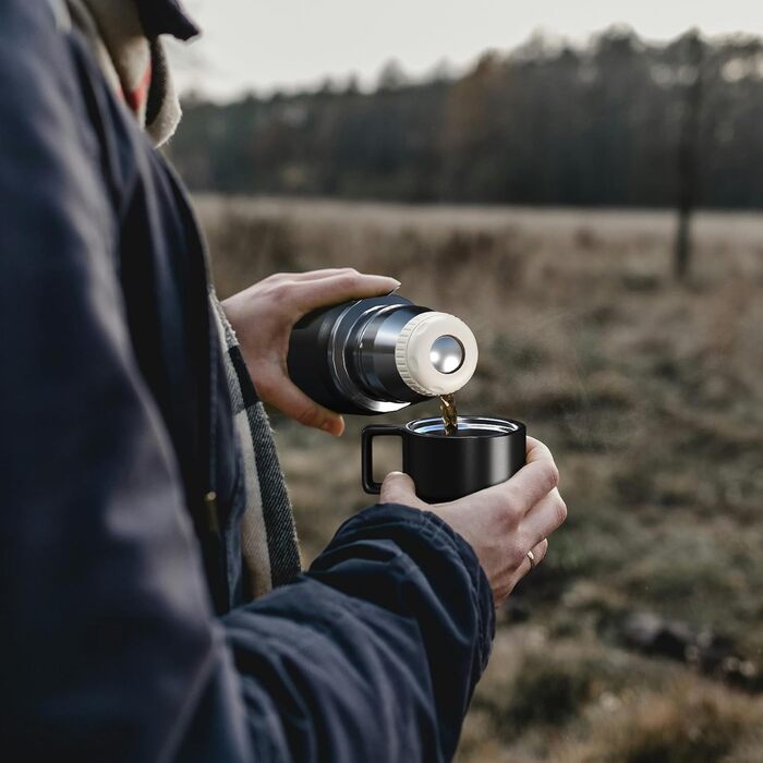 Термос-термокружка 850 мл з чашкою, нержавіюча сталь, ізольована пляшка, для кави, чаю, напоїв, 12h тепла/24h холоду, без BPA, для кемпінгу, відпочинку на природі (зелений)