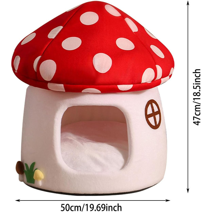 Кігтечка-ліжко для котів Pilz з знімним подушкою, м'яка та тепла, когтеточка-печеринка, для котів та маленьких собак (50x47см, Червоний)