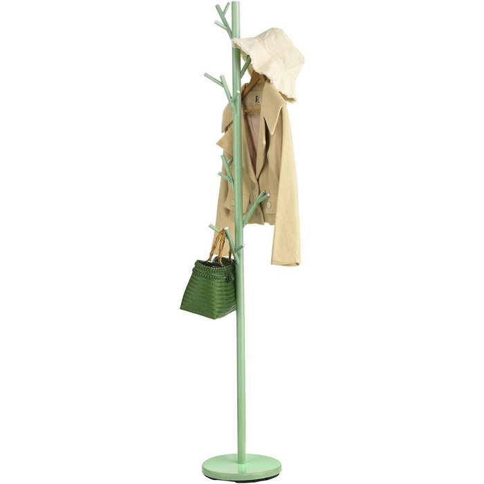 IDIMEX Clothes Rack ZENO made of metal, coat rack painted green, jacket stand with 6 practical hooks