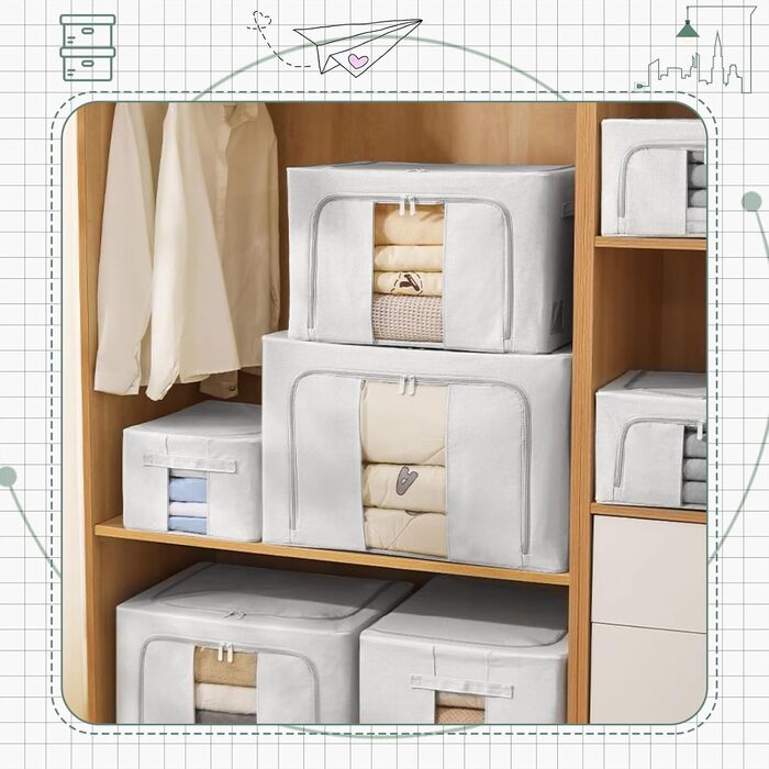 Органайзер для зберігання постільної білизни та одягу, 2 шт. (24L, сірий)