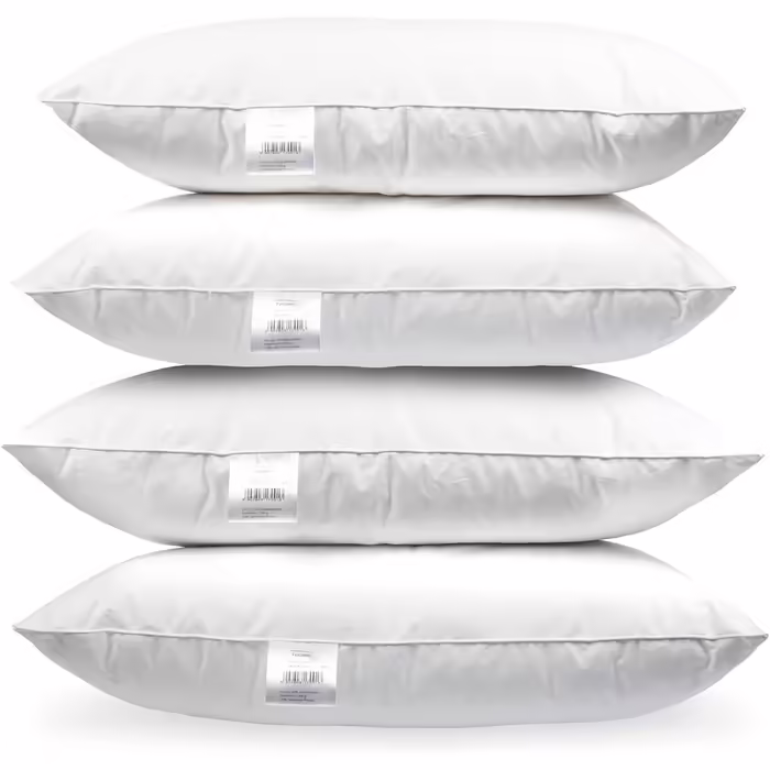 H&F Heimtextilien 4-Piece Set | Premium Quality | Pillowcases 80x80 cm | Filling: 1000 grams of Feathers, Goose Feathers | 100% Natural Pillow | Cover: 100% Cotton | Feather Pillow 80 x 80 cm | Oeko-TEX Certified 1000.0 grams 4