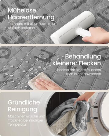 Водонепроникна собача ковдра Feandrea, 178 x 76 см, захист для авто та диванів, машинне прання, антиковзаюча, стегане покриття, сірий PPB025G01 (S 135x76 см)