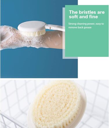 Набір для скрабу тіла 3-в-1: щітка для душу, щітка для спини та губка для пілінгу з нейлоновими щетинами