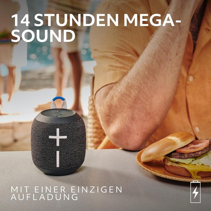 Ultimate Ears Wonderboom 4: Портативна водонепроникна Bluetooth колонка, чорна. З глибоким басом, 360° звук, захист від пилу, плаває. Радіус дії 40м