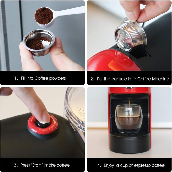Cafilas Refillable Lavazza A Modo Mio Coffee Capsule made of Stainless Steel for Refilling, Refill Capsule, compatible with Lavazza A Modo Mio (Coffee Capsule + Coffee Tamper)
