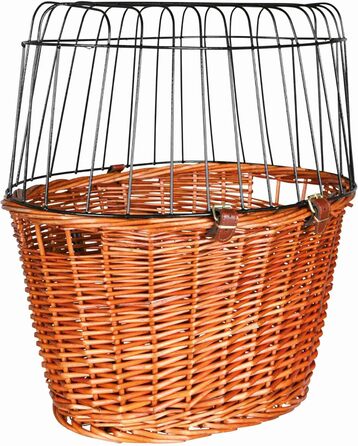 ТRIXIE Корзина для собак на велосипед, до 5 кг, 44 × 48 × 33 см - плетена корзина для руля, з пластиковим гратами, 2806 natur