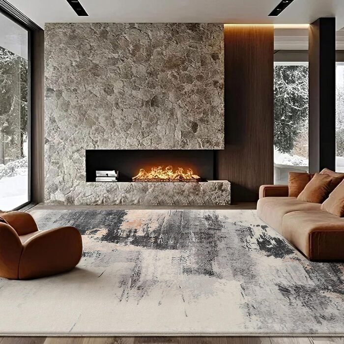 Килим Safunion для вітальні: великий сучасний абстрактний килим з коротким ворсом, м'який килим для спальні (80 x 120 см, 120 x 160 см), абстрактний коричнево-багатокольоровий