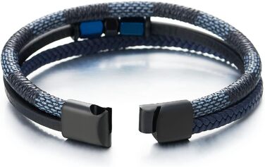 Чоловічий/Жіночий шкіряний браслет COOLSTEELANDBEYOND, багатошаровий, синій, з нержавіючої сталі, магнітна застібка