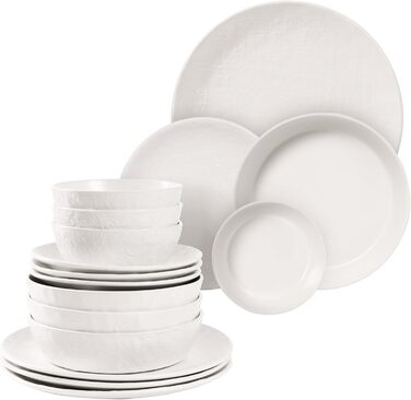 Набір посуду Navaris з каменю (16 предметів) для 4 осіб - тарілки, супові тарілки, сервіз, антрацитовий колір