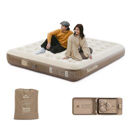 Надувний матрац Naturehike Luftbett 3 місця з насосом 200x180x25 см - для кемпінгу, дому, подорожей. Самонадувний, портативний, коричневий