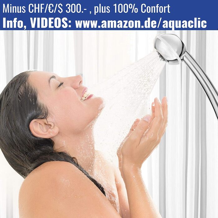 Душова лійка SwissClima I-SHOWER WOW для проточних водонагрівачів і душу при низькому тиску води, потужний струмінь, підвищення тиску, гігієнічна, без накипу, екологічне хромоване покриття