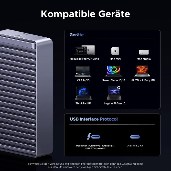 Зовнішній корпус для M.2 NVMe SSD UGREEN 80Gbps, сумісний з Thunderbolt 5/4 та USB4