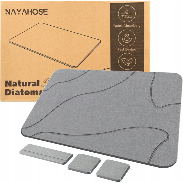 Швидкосохнучий килимок із натурального камені NAYAHOSE, протиковзкий, 60x39 см