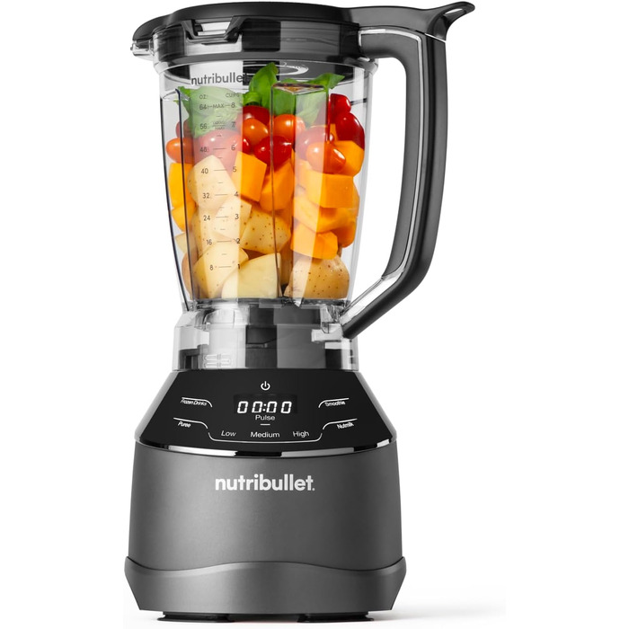 Блендер Nutribullet Full Size Combo, електричний міксер, професійний подрібнювач, 1500 Вт, 1,89 л, чорний