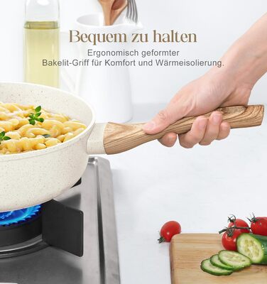 Сковорода з антипригарним покриттям Michelangelo з кришкою 28 см, глибока сковорода з кришкою, сковорода для тушкування 28 см, індукційна сковорода з антипригарним покриттям з м'якою бакелітовою ручкою, підходить для індукційних плит, чорна