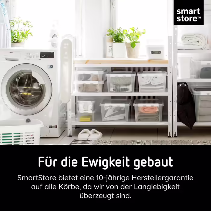 SmartStore - 4x Storage Box with Lid Classic 8L (34x25x16cm) | Stackable Box with Lid | Food-Safe Plastic Box | Plastic Box with Lid & Reinforced Corners | 10 Year Warranty (52 L)
