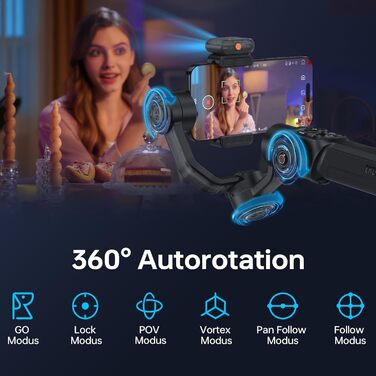 ZHIYUN Smooth 5S AI Pro: Стабілізатор для смартфона з AI, 3-осьовий, зі штативом, трекером, світлом, для зйомки Vlog, YouTube, TikTok
