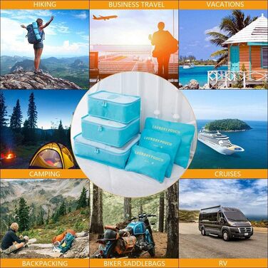 Органайзер для валізи Vicloon 8-в-1: комплект для подорожей, водонепроникні сумки для одягу, взуття та косметики (світло-блакитний)