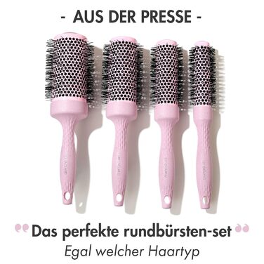 Набір біо-круглих щіток для волосся Lily England | Екологічний набір для сушіння феном | Рожевий колір