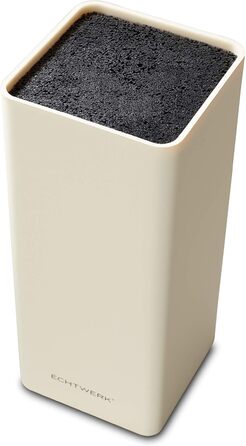 Echtwerk Universal Knife Block, Knife Holder, Kitchen Knife Organizer, Practical Knife Stand, Space-Saving Knife Storage with Brush Insert, Flexibly Loadable, Cream, 30 cm
