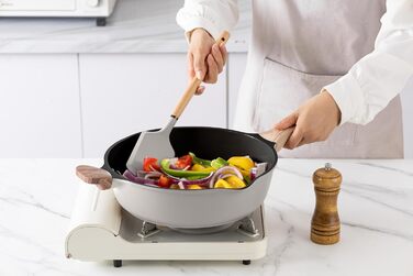 Набір посуду Country Kitchen 14 предметів: каструлі, сковороди, кухонні прилади. Антипригарне покриття, алюмінієвий литий посуд, кремовий колір