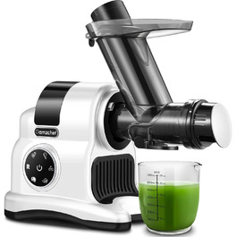 AMZCHEF Juicer with 80mm Large Feed Chute - 150W Juicer Slow Juicer with 2 Speed Modes and Reverse Function - Juicer for Whole Vegetables and Fruits Test Winner - White Juicer White
