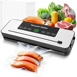Вакуумний пакувальник Vakuumiergerät Profi з LED-дисплеєм, 50 пакетів, вбудований різак, функції 'Волого/Сухо', для кухні та їдальні