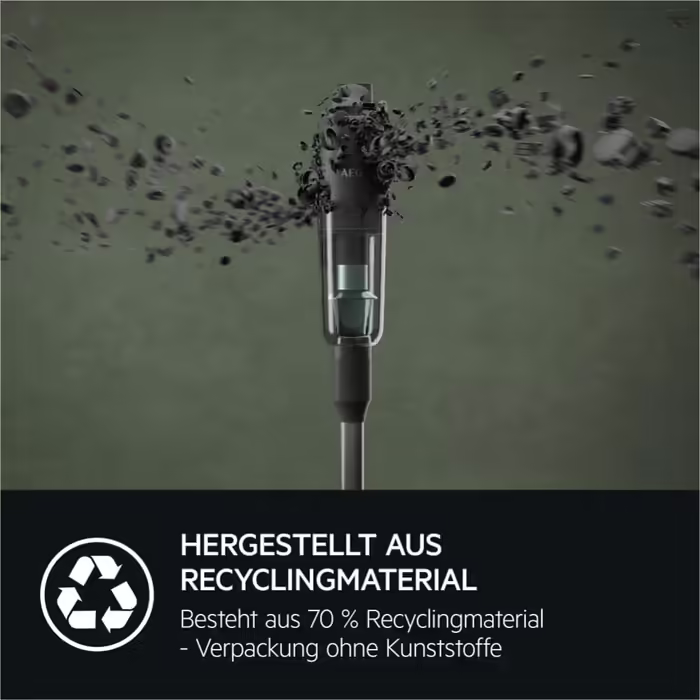 AEG ULTIMATE 7000 ÖKO AP71UB14AM Cordless Vacuum Cleaner / extra powerful / ultralight 2.2 kg / 70% recycled material / up to 40 minutes of runtime / 120m² / 5-stage filtration / all floors / Automatic, Matte Black