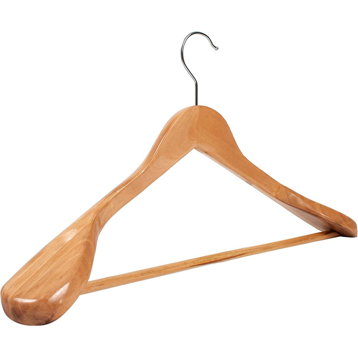 RSR Hangers 25 x Suit Hangers/Jacket Hangers/Coat Hangers Wood Natural | Trouser Hangers | 44.5 cm | 360° Swivel Hook | extra wide shoulders