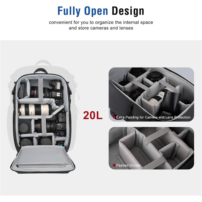 MOSISO Рюкзак для фотокамери, водонепроникний, для Canon/Nikon/Sony, з відділенням для ноутбука 16
