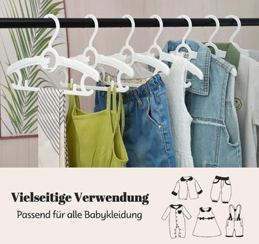 24 дитячі вішалки для одягу: економія місця, регульовані, 27.5-37 см, з гачками для штабелювання, неслизькі, для малюків та школярів, білі (24 шт.)
