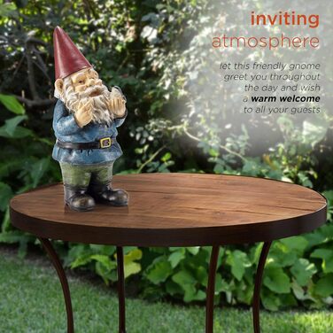 Alpine Corporation WAC406 Alpine Garden Gnome with Bird, Outdoor Decoration, 12 inches tall, red