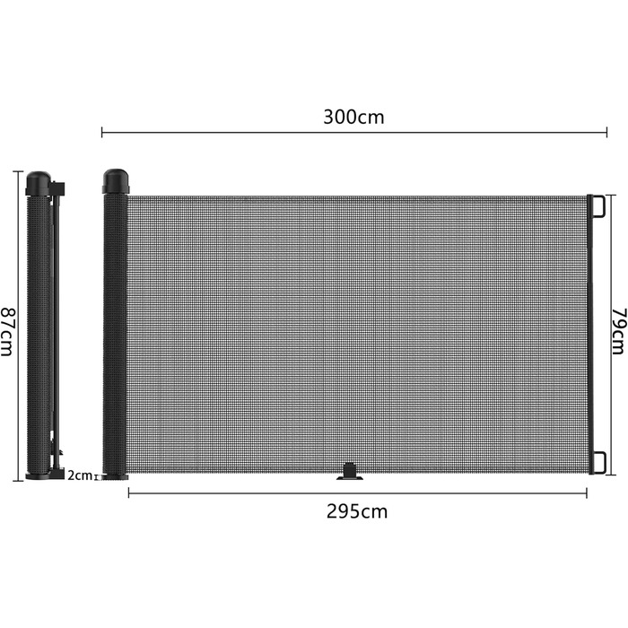 Захист для воріт/сходи NAIZY Rollo - сітка-рольо для дітей та тварин, 300 см, чорний