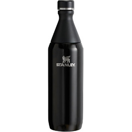 Термос Stanley All Day Slim з нержавіючої сталі 0.6L: зберігає холод до 6 годин, лід до 11 годин, без BPA, не протікає, для миття в посудомийній машині (Чорний)