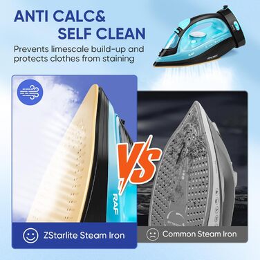 Пароочисник ZStarlite Powersteam Ultra: бездротовий, 2400W, керамічна підошва, антикальк, безперервний пар, вертикальне прасування, самоочищення, 320мл, блакитний