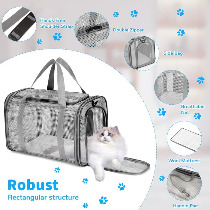 Транспортна сумка для кота та собаки, складана переноска для тварин (46x26x29 см)
