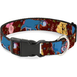 Нашийник Buckle-Down з пластиковим затискачем - Winnie The Pooh, ширина 2.5 см, розмір Medium, обхват шиї 28-43 см
