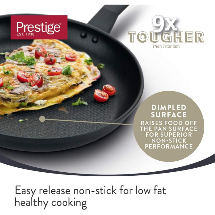 Набір сковорідок Prestige 9x Stronger: 21/25/29 см, антипригарне покриття, стійке до подряпин, з ручками Stay Cool, сумісний з індукцією, безпечний у духовці та посудомийній машині