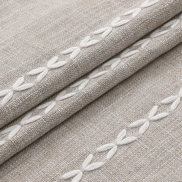 Штора для ванни в стилі Бохо, штучний льон з вишивкою, бежева, текстильна