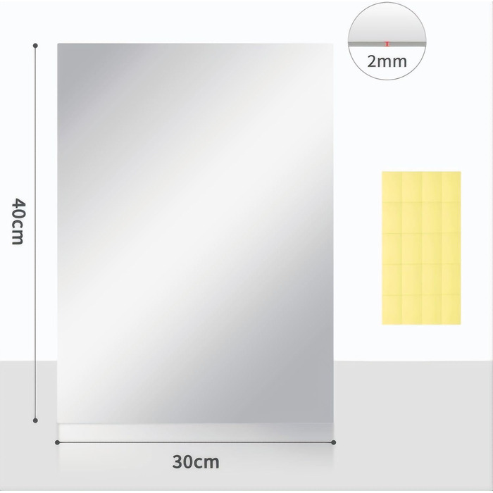 3 самоклеючі дзеркальні наклейки на плитку, 40 x 30 см, гнучка дзеркальна плівка, акриловий дзеркало для стін, дверей, ванних кімнат та шаф, 3 шт. 30*40 см