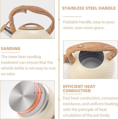Сучасний чайник-заварник Induktion 3L з нержавіючої сталі з дерев'яною ручкою, для плити, чайник для чаю та кави